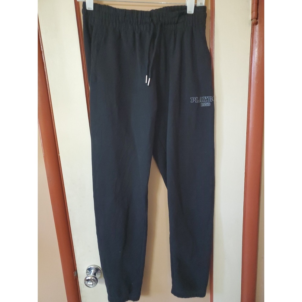 Playboy 1953 Black Sweatpants Embroidered Sz M - Picture 2 of 9